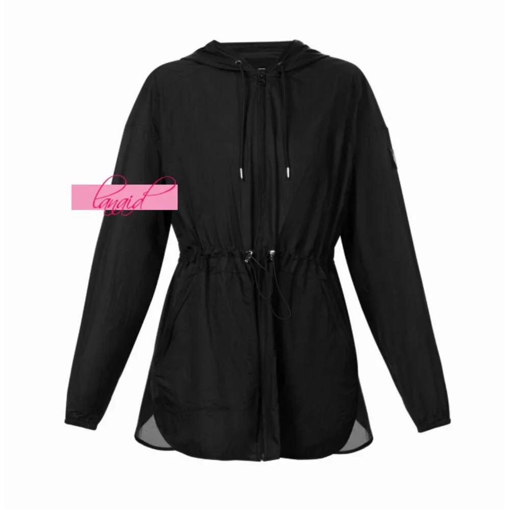 NEW Alo Cloud Nine Jacket Black Lightweight Hooded Hood Long Hoodie Windbreaker - Picture 7 of 10